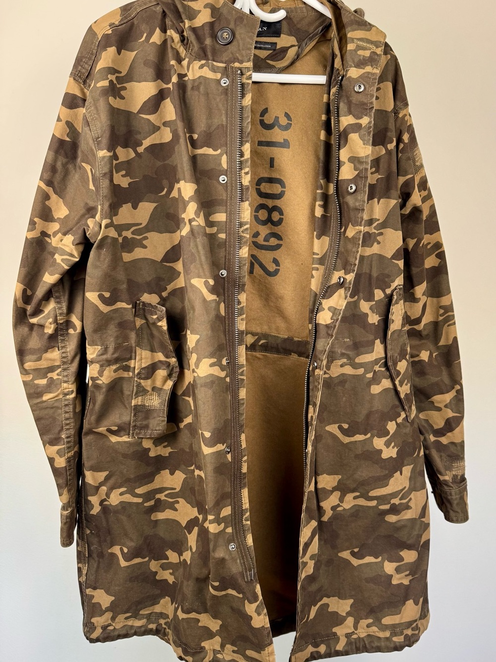 Zara Man Camouflage Hooded Parka Jacket Men’s Large Military Camo Utility Coat